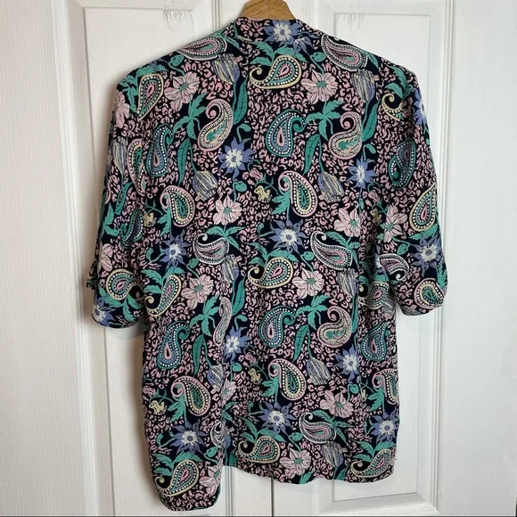 Double Breasted Retro Patterned Blouse - Picture 8 of 10